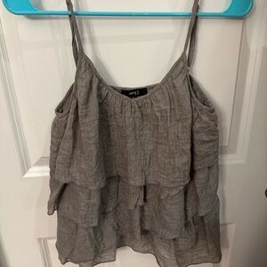 Very J Charcoal Layered Camisole Top
